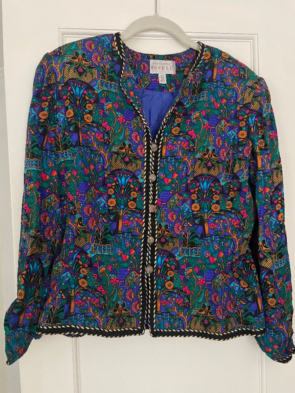 Vintage Adrianna Papell 100% Silk Maximalist Jacket Blazer Size 10